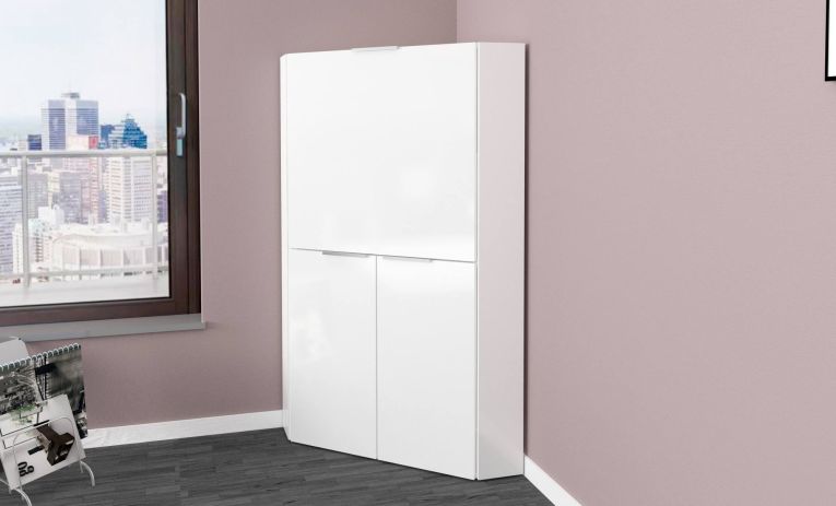 Scrivania lineare bianca lucida 70x35cm con supporto pc - Akiro