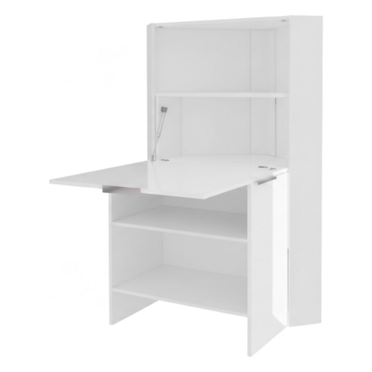 Scrivania lineare bianca lucida 70x35cm con supporto pc - Akiro