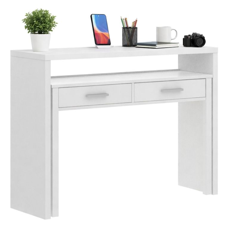 Scrivania lineare bianca lucida 99x70cm con 2 cassetti - Abarath