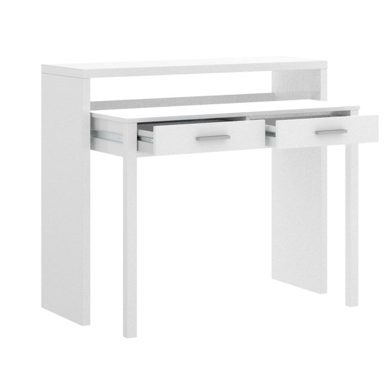 Scrivania lineare bianca lucida 99x70cm con 2 cassetti - Abarath