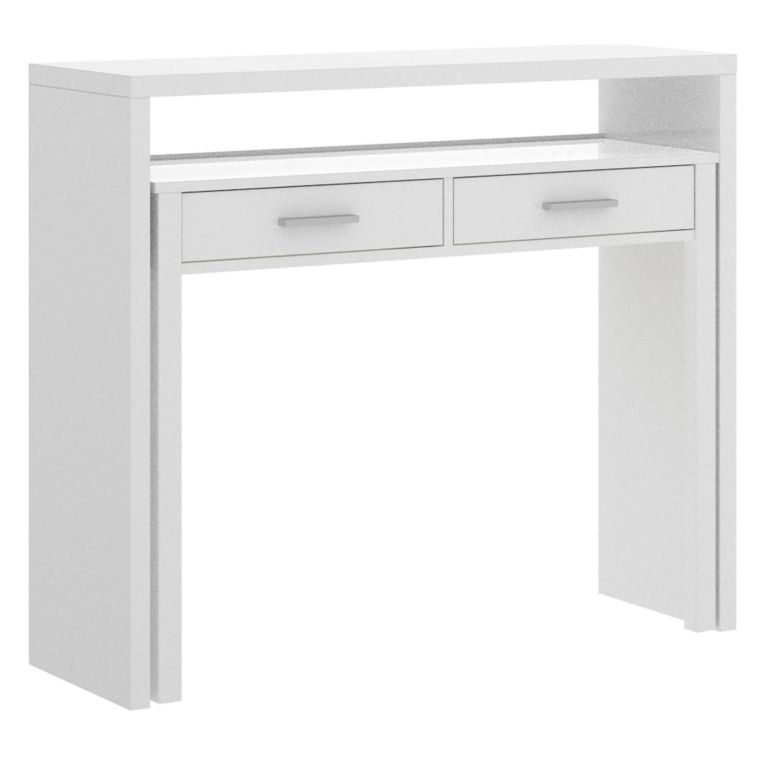Scrivania lineare bianca lucida 99x70cm con 2 cassetti - Abarath