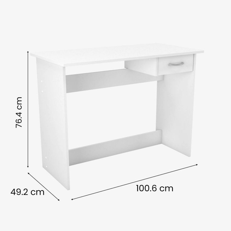 Scrivania lineare bianca opaca 100x49cm con 1 cassetto - Bargagli