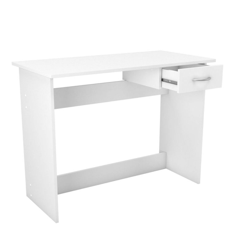 Scrivania lineare bianca opaca 100x49cm con 1 cassetto - Bargagli