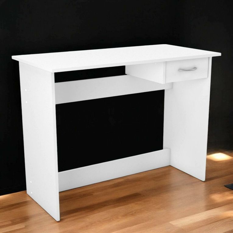 Scrivania lineare bianca opaca 100x49cm con 1 cassetto - Bargagli