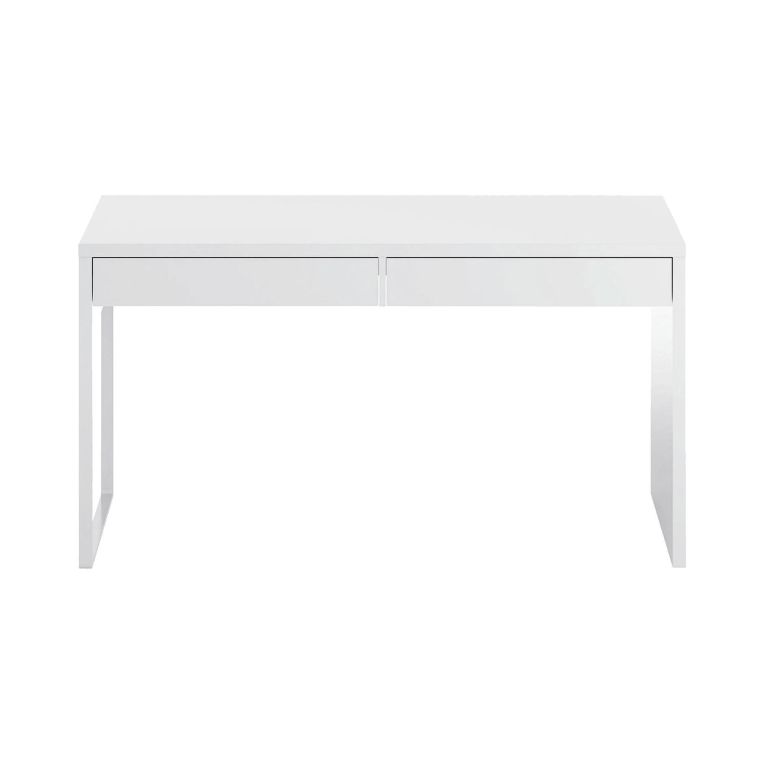Scrivania lineare bianca opaca 138x50cm con 2 cassetti - Cerere
