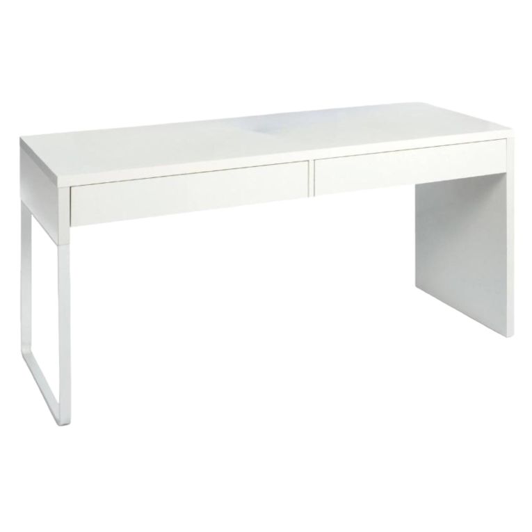 Scrivania lineare bianca opaca 138x50cm con 2 cassetti - Cerere