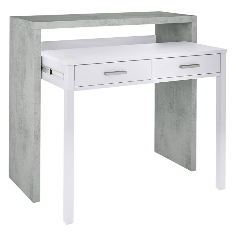 Scrivania lineare cemento e bianca 98x36cm con 2 cassetti - Andriy