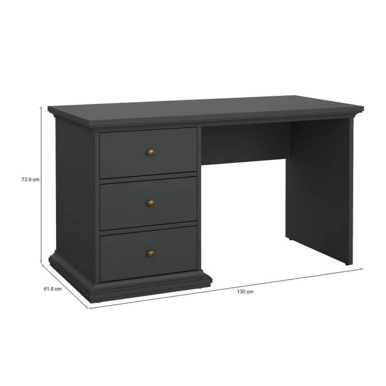 Scrivania lineare grigia 130x61cm con 3 cassetti - Agia