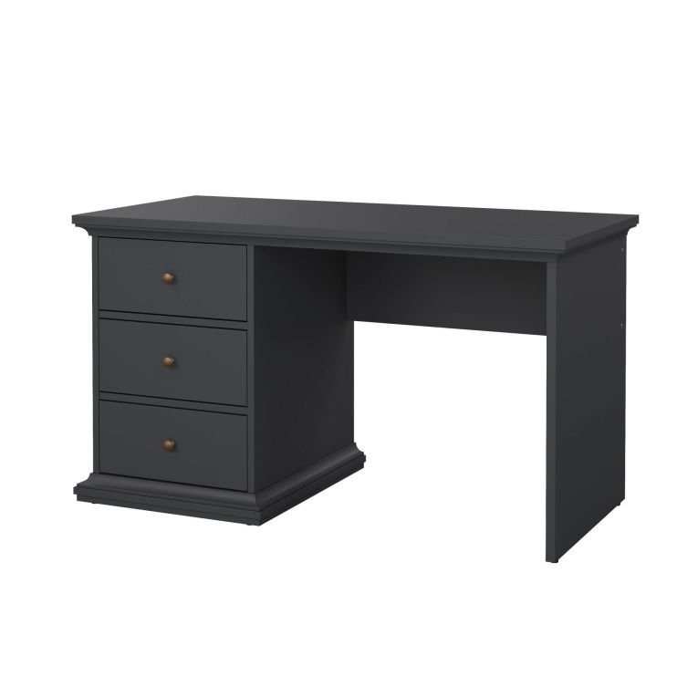 Scrivania lineare grigia 130x61cm con 3 cassetti - Agia