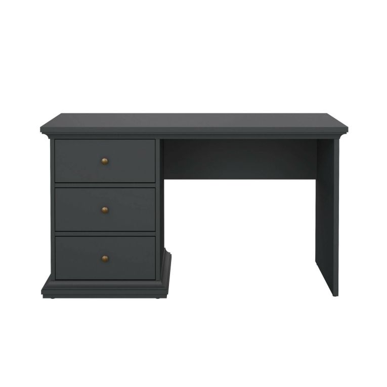 Scrivania lineare grigia 130x61cm con 3 cassetti - Agia