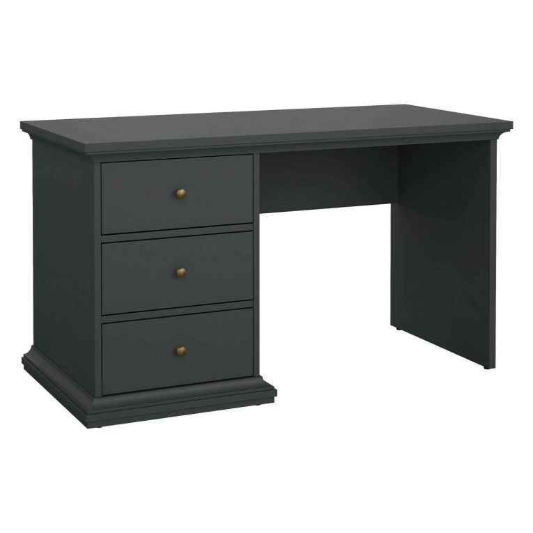 Scrivania lineare grigia 130x61cm con 3 cassetti - Agia