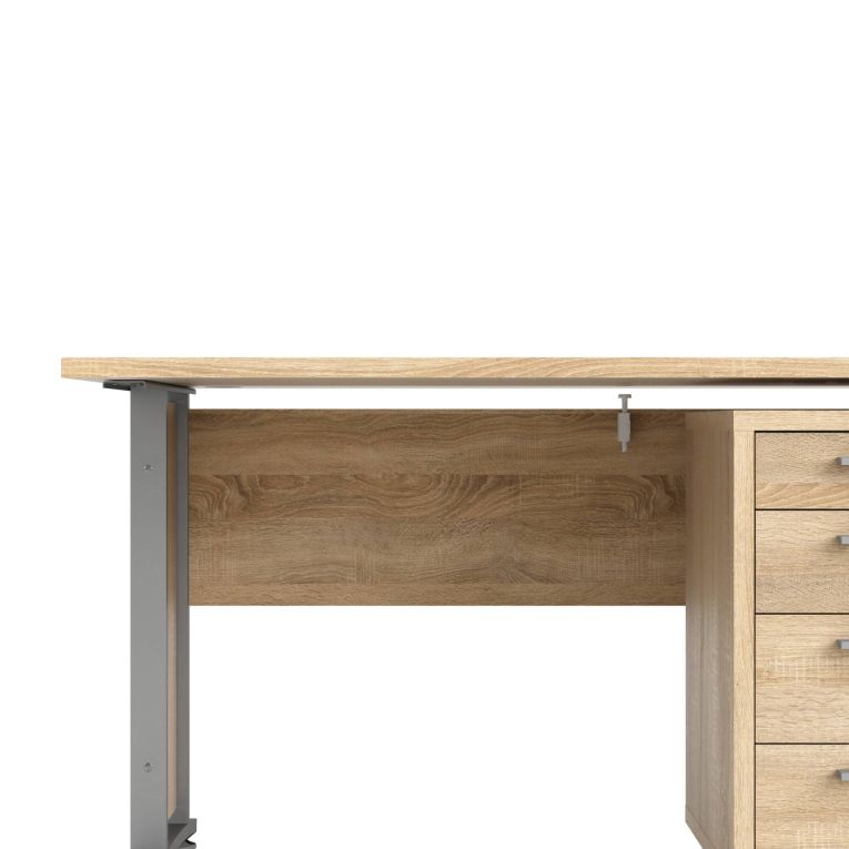 Scrivania lineare grigia e quercia 150x80cm con 3 cassetti - Azzaro