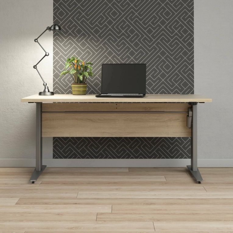 Scrivania lineare grigia e quercia 150x80cm - Gonu
