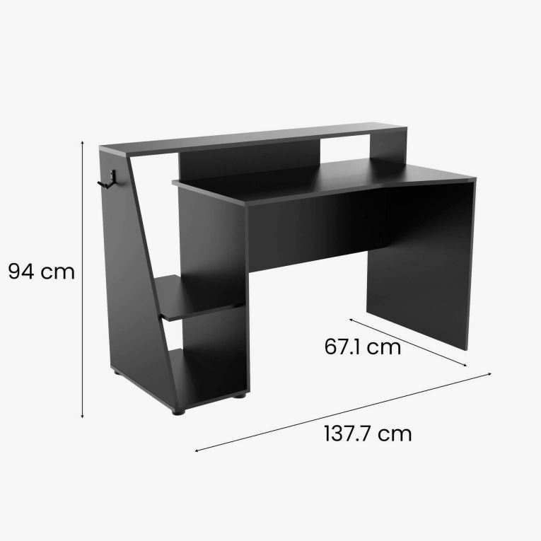 Scrivania lineare grigia scuro e nera 137x67cm - Ampil
