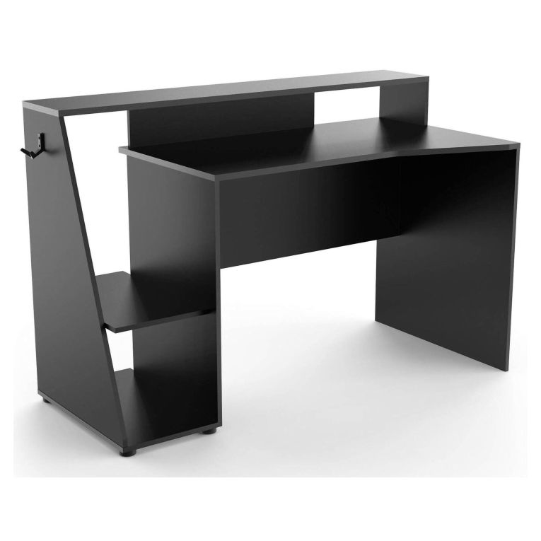 Scrivania lineare grigia scuro e nera 137x67cm - Ampil