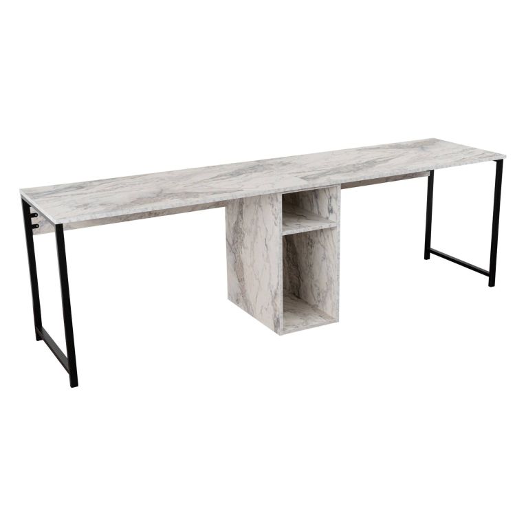 Scrivania lineare marmo e nera 240x60cm - Violet