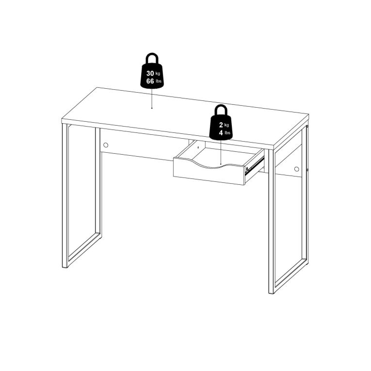Scrivania lineare nera 110x48cm con 1 cassetto - Agave