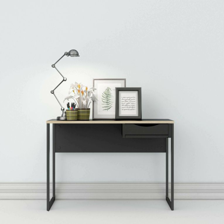 Scrivania lineare nera 110x48cm con 1 cassetto - Agave