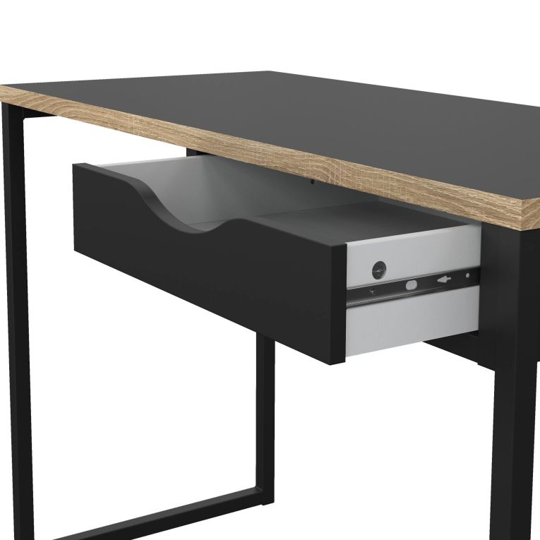 Scrivania lineare nera 110x48cm con 1 cassetto - Agave