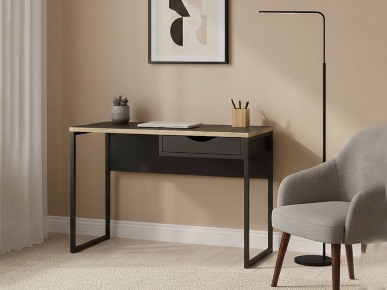 Scrivania lineare nera 110x48cm con 1 cassetto - Agave