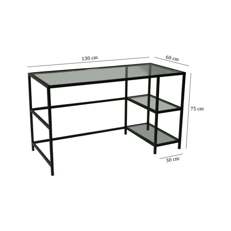 Scrivania lineare nera 130x60cm con piano in vetro - Ameglia