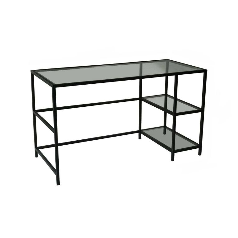 Scrivania lineare nera 130x60cm con piano in vetro - Ameglia