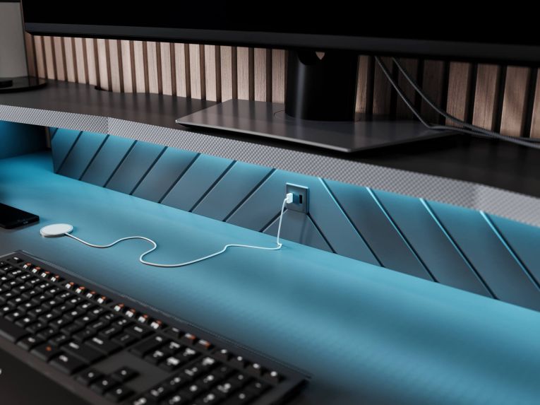 Scrivania lineare nera 160x75cm con 1 cassetto - Arsoli