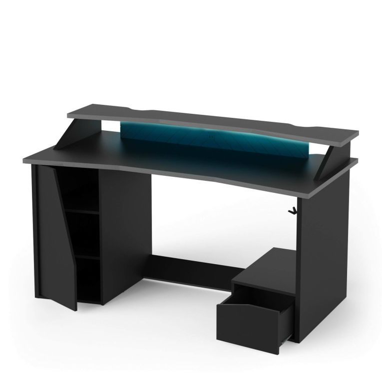 Scrivania lineare nera 160x75cm con 1 cassetto - Arsoli