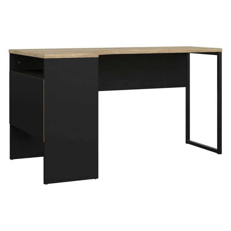 Scrivania lineare nera e quercia 145x81cm con 2 cassetti - Moire