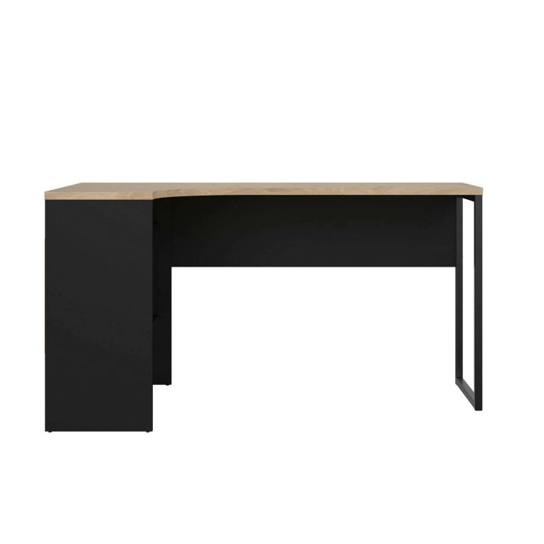 Scrivania lineare nera e rovere 145x81cm con 2 cassetti - Moire