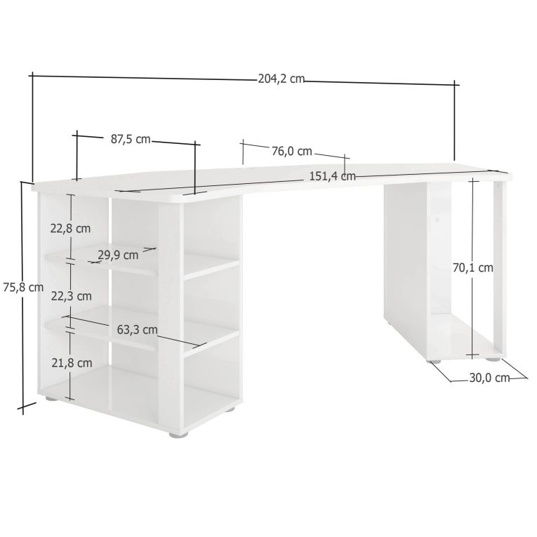 Scrivania lineare nera lucida 205x90cm - Fuhao