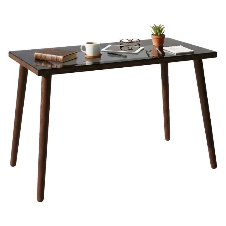 Scrivania lineare noce 110x60cm con piano in vetro - Melita