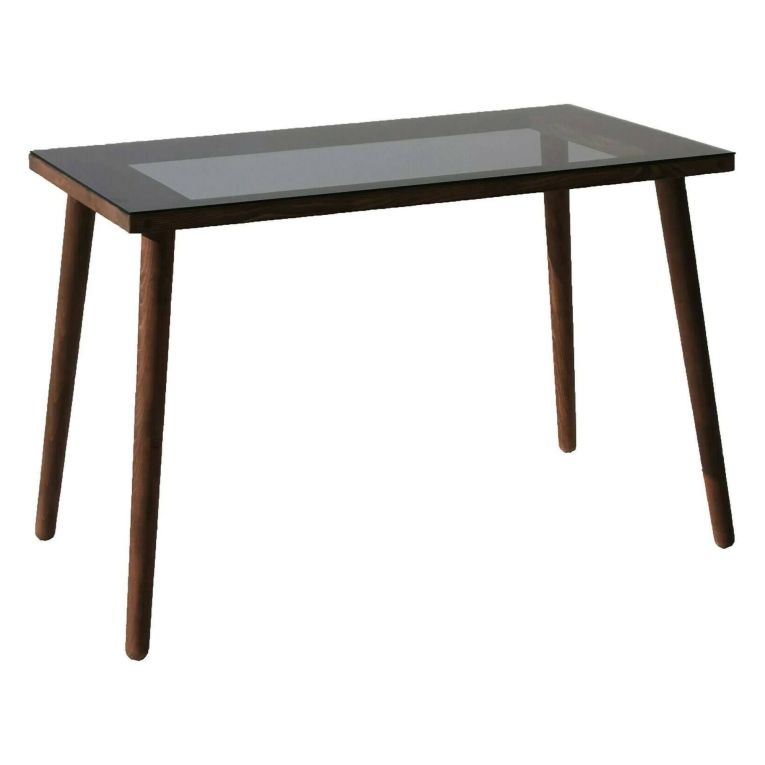 Scrivania lineare noce 110x60cm con piano in vetro - Melita