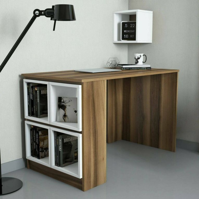 Scrivania lineare noce e bianca 120x65cm - Arsita