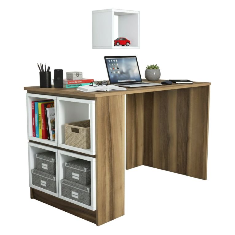 Scrivania lineare noce e bianca 120x65cm - Arsita