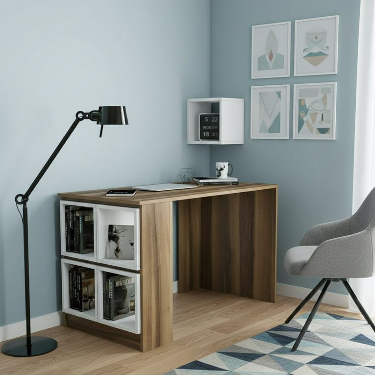 Scrivania lineare noce e bianca 120x65cm - Arsita