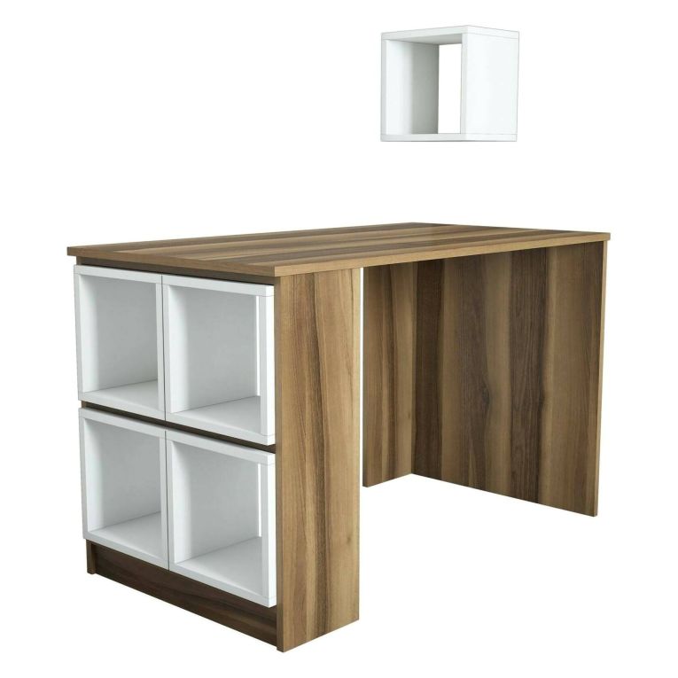 Scrivania lineare noce e bianca 120x65cm - Arsita