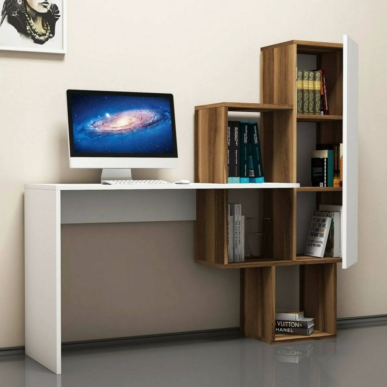 Scrivania lineare noce e bianca 145x45cm - Baselice