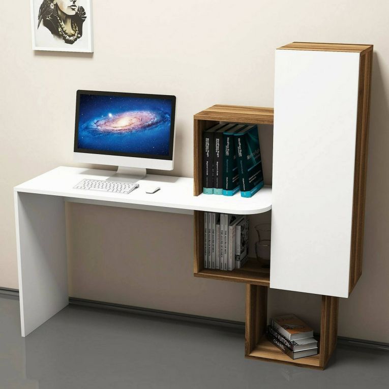 Scrivania lineare noce e bianca 145x45cm - Baselice