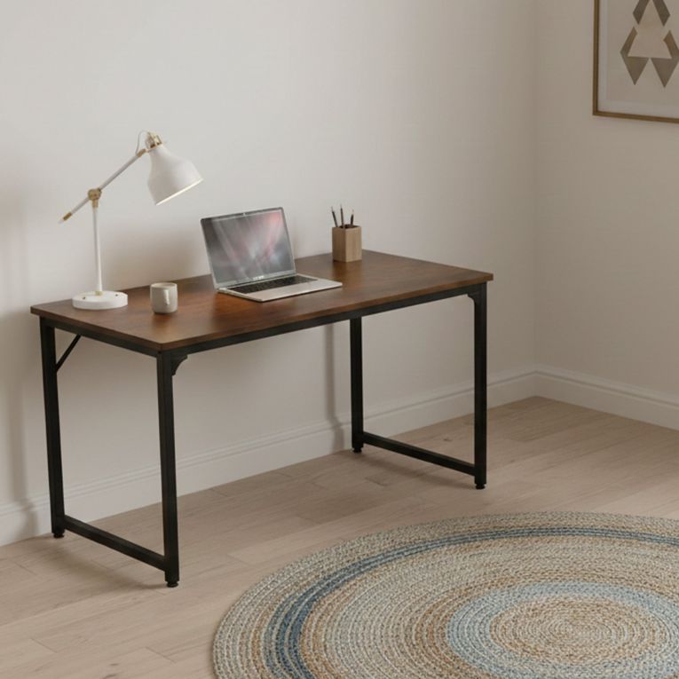 Scrivania lineare noce e nera 58x128cm in metallo e legno - Agliopi