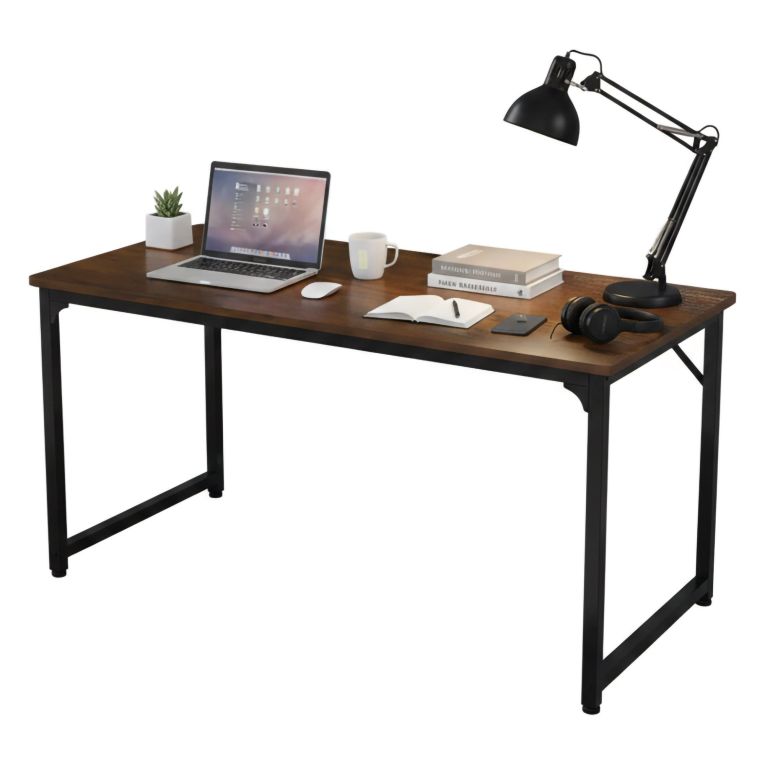 Scrivania lineare noce e nera 58x128cm in metallo e legno - Agliopi