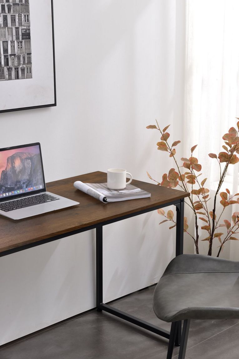 Scrivania lineare noce e nera 58x128cm in metallo e legno - Agliopi