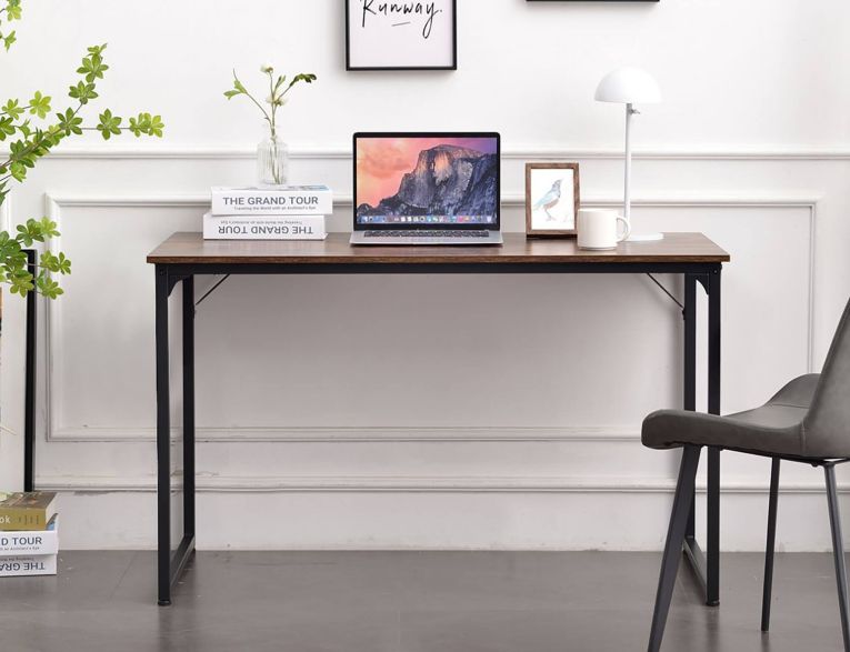 Scrivania lineare noce e nera 58x128cm in metallo e legno - Agliopi