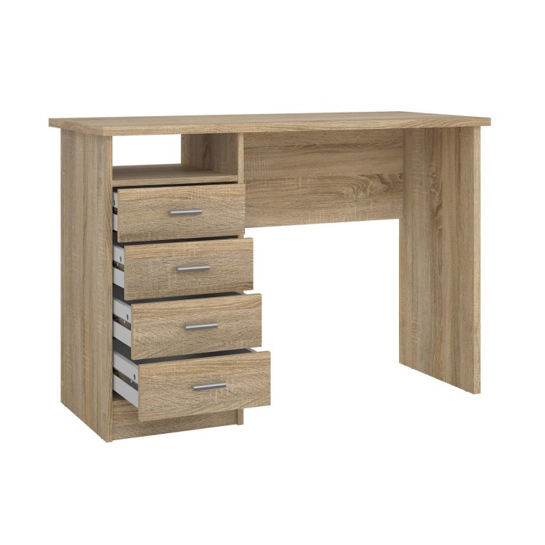 Scrivania lineare quercia 110x48cm con 4 cassetti - Appollo