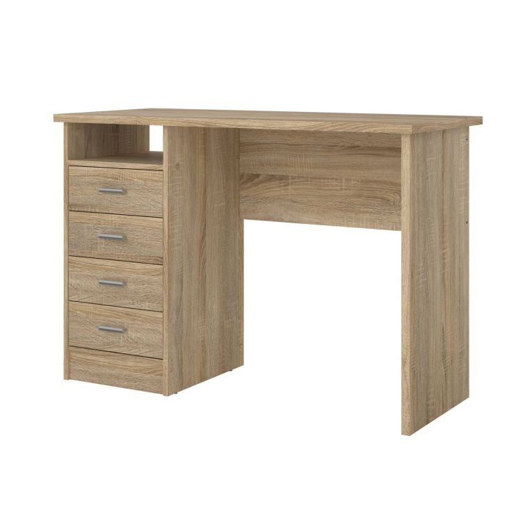 Scrivania lineare quercia 110x48cm con 4 cassetti - Appollo