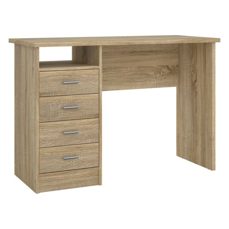 Scrivania lineare quercia 110x48cm con 4 cassetti - Appollo