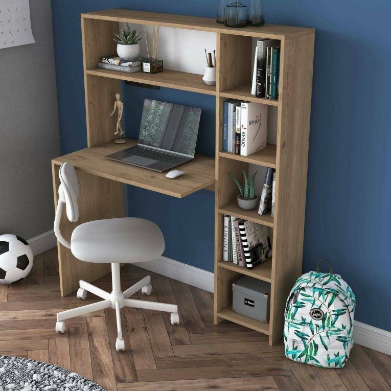 Scrivania lineare quercia 113x40cm con libreria - Arapaho