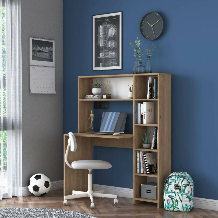 Scrivania lineare quercia 113x40cm con libreria - Arapaho