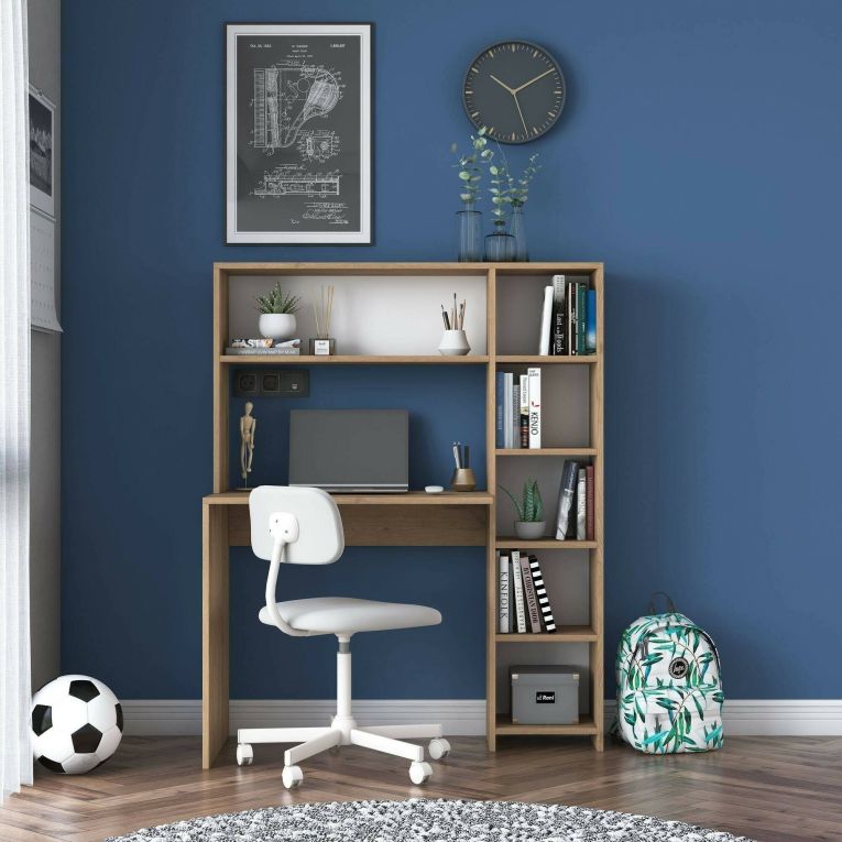 Scrivania lineare quercia 113x40cm con libreria - Arapaho