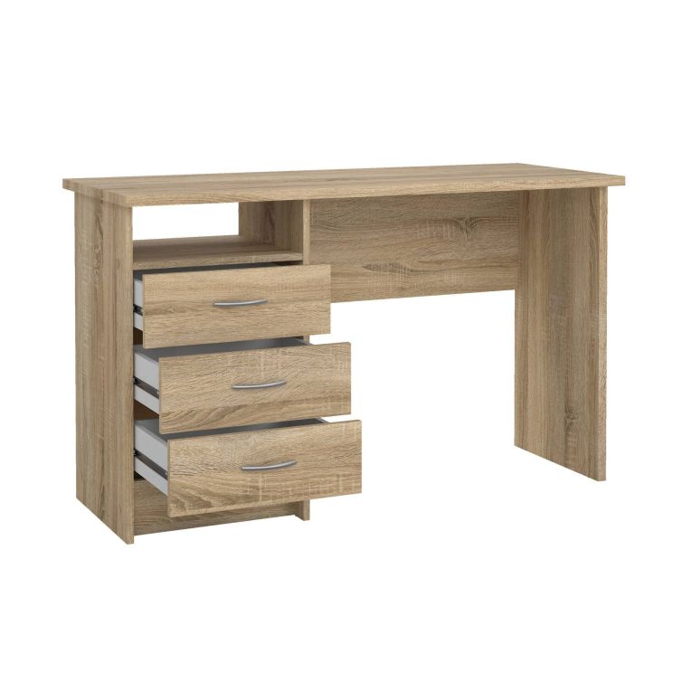 Scrivania lineare quercia 120x48cm con 3 cassetti - Andre